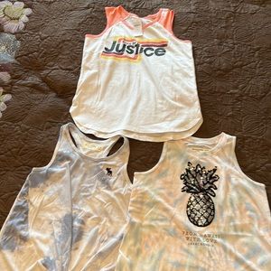 2 Abercrombie kids tank tops and 1 NWT Justice top